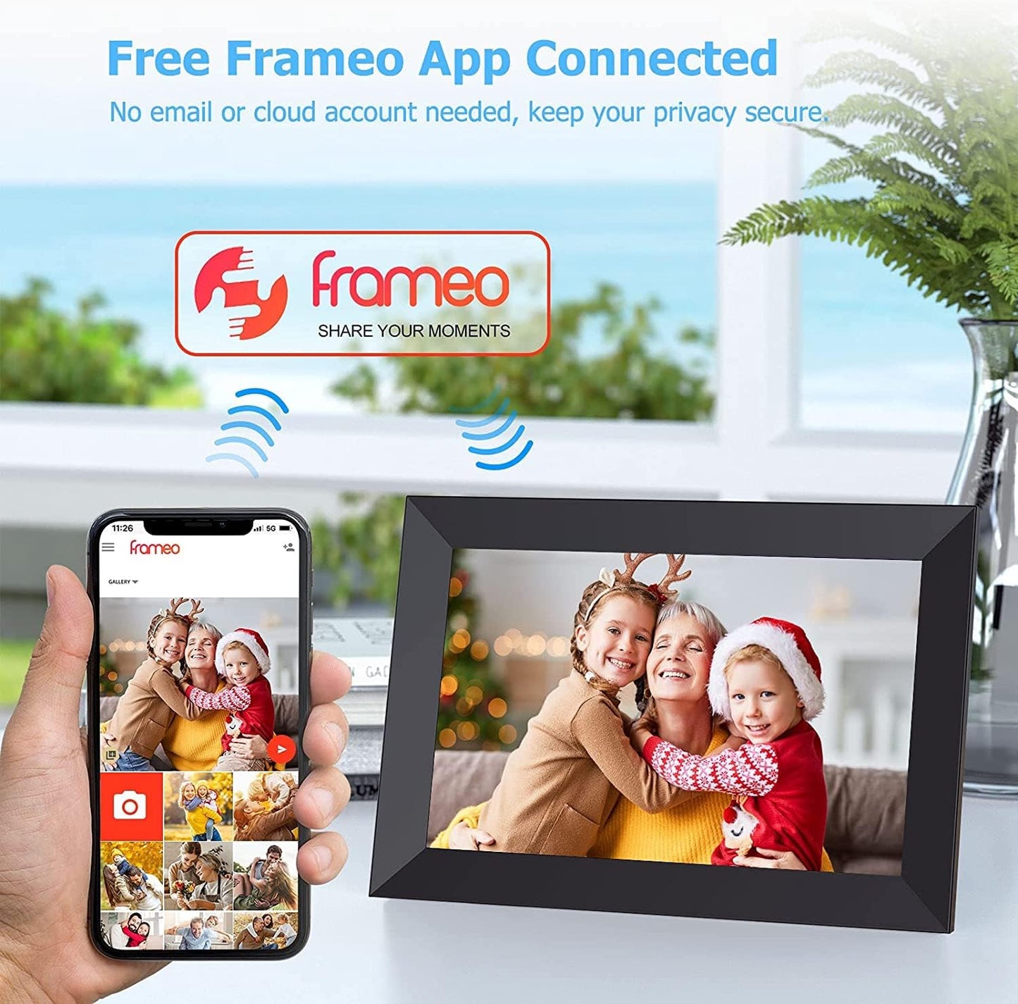 ULTIMAXX 10.1" DIGITAL PHOTO FRAME, w/ 64GB, WIFI, 160,000 PICS Powered by Frameo
