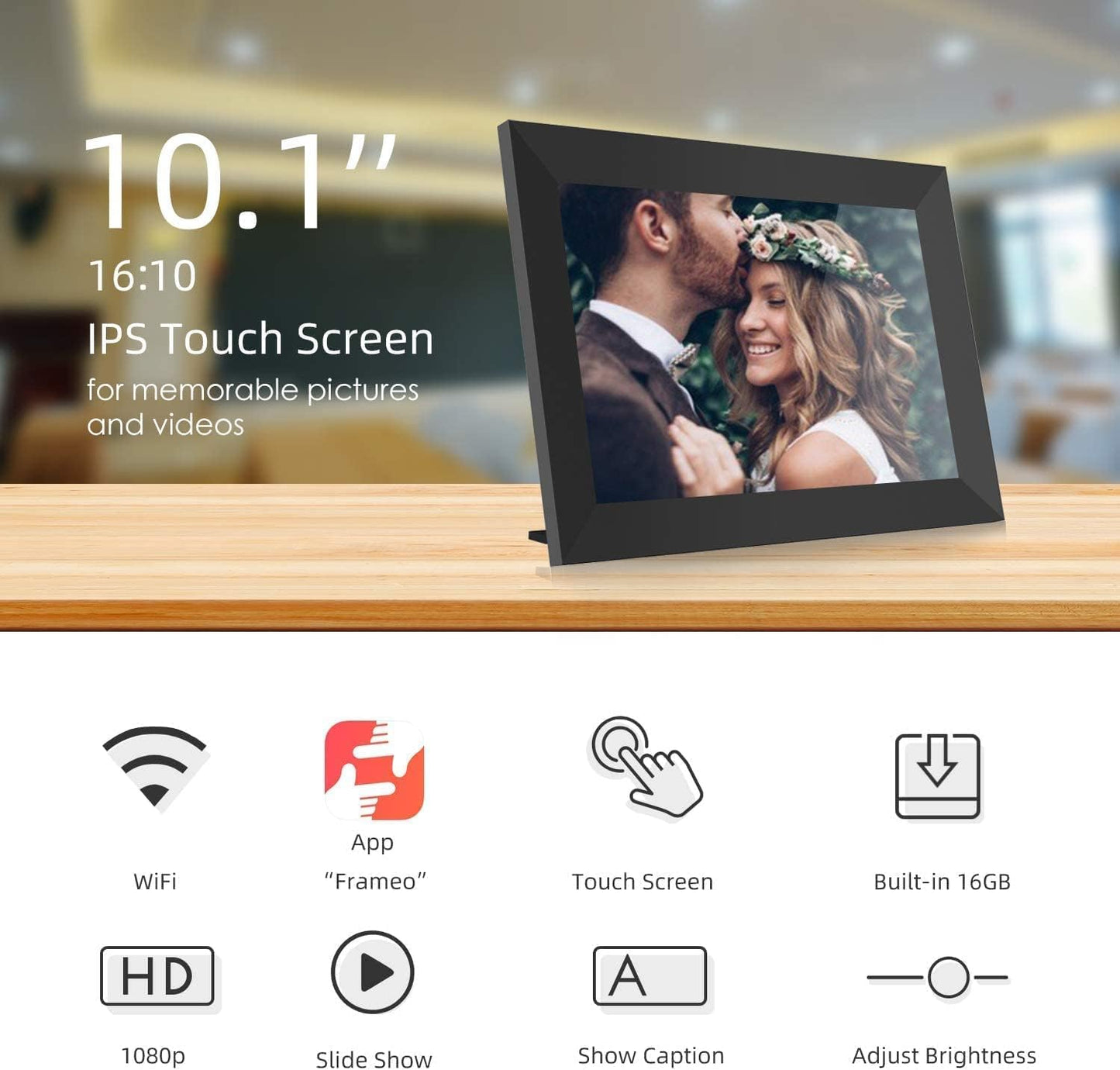 ULTIMAXX 10.1" DIGITAL PHOTO FRAME, w/ 64GB, WIFI, 160,000 PICS Powered by Frameo