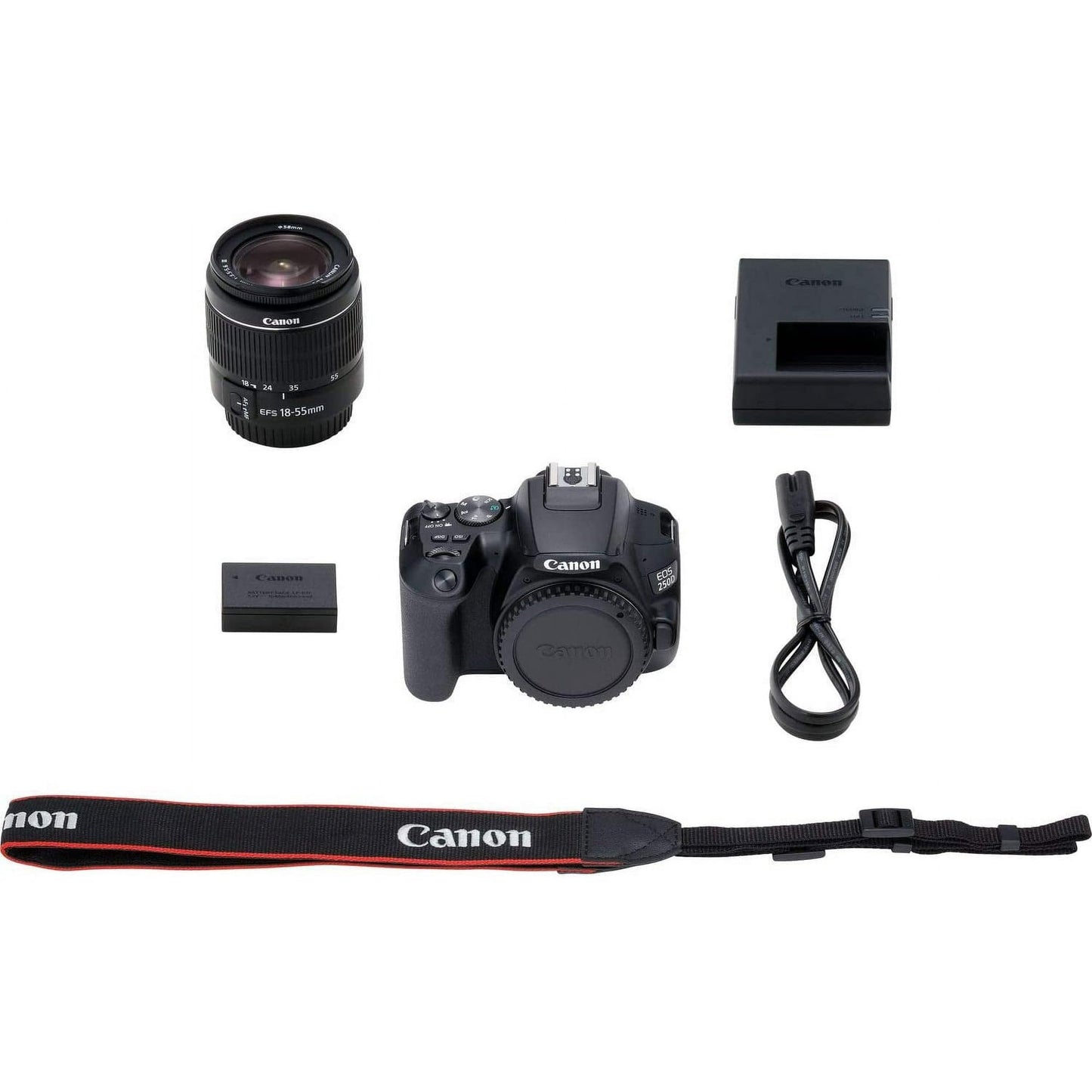 SSE Canon EOS 250D (Rebel SL3) DSLR Camera with 18-55mm DC III Lens & Essential Accessory Bundle ? Includes: SanDisk Ultra 64GB SDXC Memory Card, Extended Life Battery, Slave Flash, 57? Tripod & More