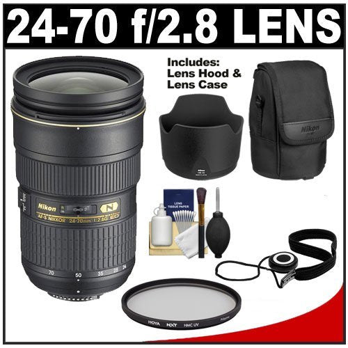Nikon 24-70mm f/2.8G AF-S ED Zoom-Nikkor Lens with HB-40 Hood & Pouch Case + UV Filter + Accessory Kit for Nikon D3, D3s, D3x, D300, D40, D60, D5000, D90, D7000, D300s, D3000 & D3100 Digital SLR Cameras