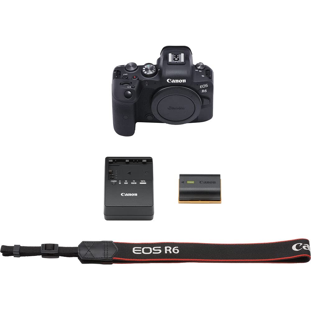 Canon EOS R6 Mirrorless Digital Camera (Body) with Advanced Accessory Bundle. Bundle Includes: 64GB Extreme Pro Memory Card, Dedicated TTL Flash for Canon Cameras, and Much More.