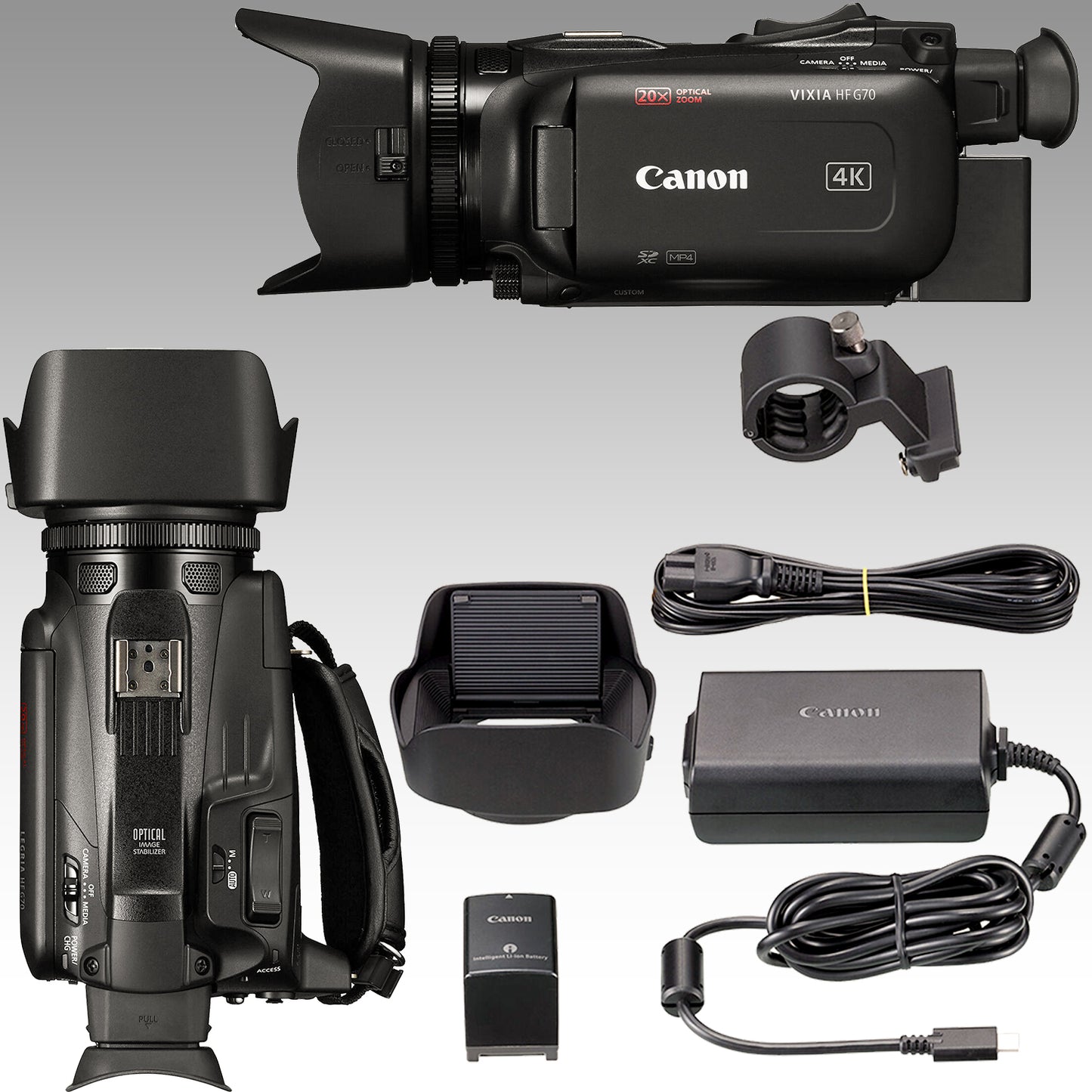 Ultimaxx Essential Canon G70 Camcorder Bundle - Includes: 2x 64GB Ultra Memory Cards, Spare Battery, Ultra-Bright LED Light Kit, Tabletop 6.5” Tripod & More (21pc Bundle)