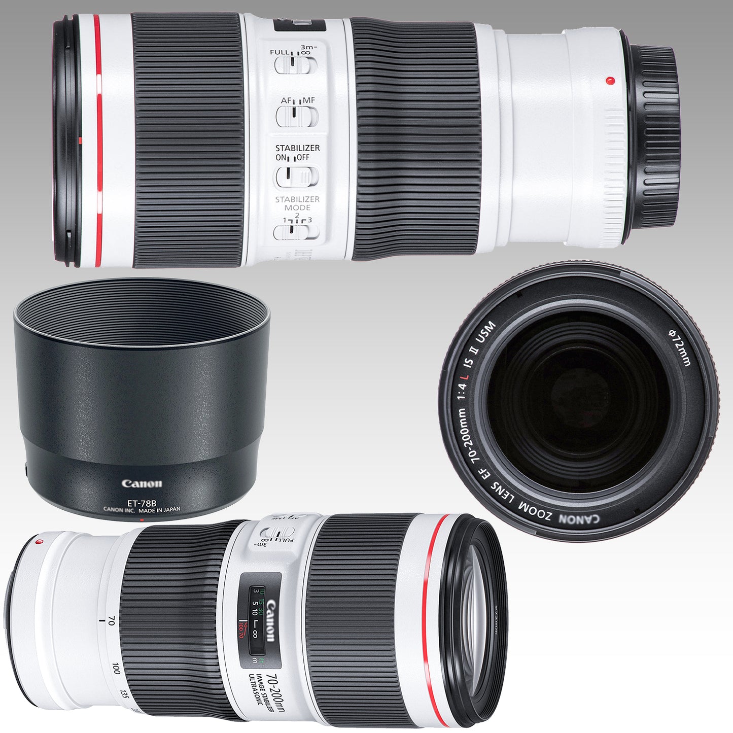 Ultimaxx Essential Canon EF 70-200mm f/4L IS II USM Lens Bundle - Includes: 0.43x Wide-Angle Lens Attachment, 4PC Macro Close-Up Filter Kit, Protective UV Filter & More (16pc Bundle)