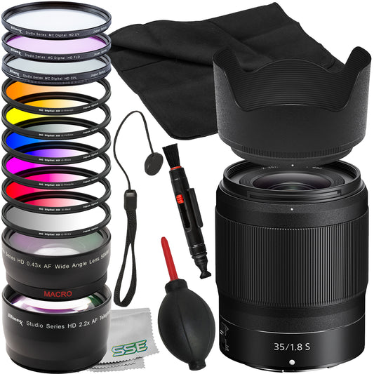 Ultimaxx Deluxe Nikon NIKKOR Z 35mm f/1.8 S Lens Bundle - Includes: 6PC Gradual Color Filter Kit, 0.43x Wide-Angle Lens Attachment & Much More (20pc Bundle)