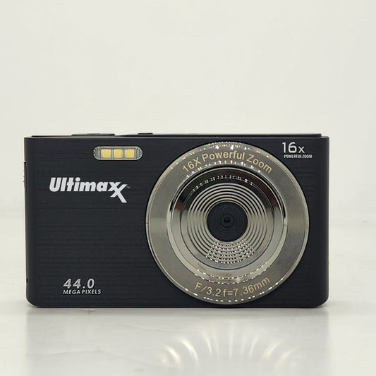 Ultimaxx Digital Camera, 44MP w/ 32GB SD Card, Case, USB Cable - Black