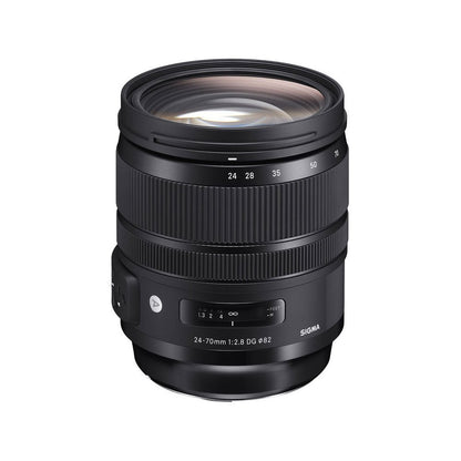 Sigma 24-70mm f/2.8 DG OS HSM Art Lens for Nikon F (576955) + Deluxe Digital Camera/Lens Padded Backpack + 32GB Memory Card + Photo4Less Cleaning Cloth - Top Value Basic Lens Accessory Bundle