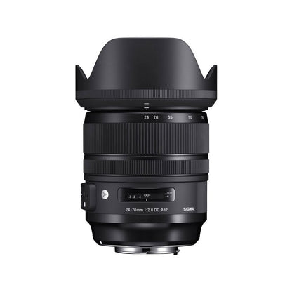 Sigma 24-70mm f/2.8 DG OS HSM Art Lens for Nikon F (576955) + Deluxe Digital Camera/Lens Padded Backpack + 32GB Memory Card + Photo4Less Cleaning Cloth - Top Value Basic Lens Accessory Bundle