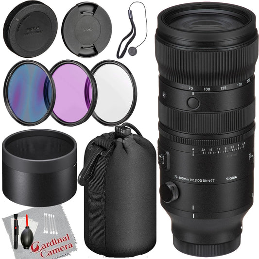 Sigma 70-200mm f/2.8 DG DN OS Sports Lens (Sony E) + Camera Case + 3pc Filters + Cap Keeper + Cleaning Kit + More (13pc Bundle)