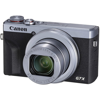 Canon PowerShot G7 X Mark III Digital Camera (Silver) with LED Video Light + Two Extra Batteries + 64GB Memory Card + Tripod + Case & More (Renewed)