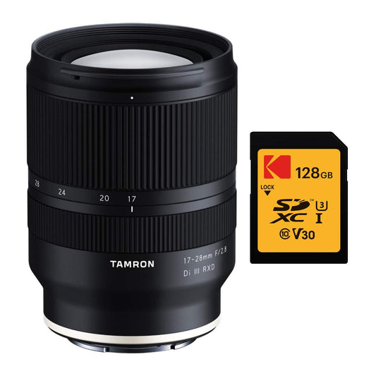 Tamron 17-28mm f/2.8 Di III RXD Lens for Sony E Bundle with 128GB Memory Card (2 Items)