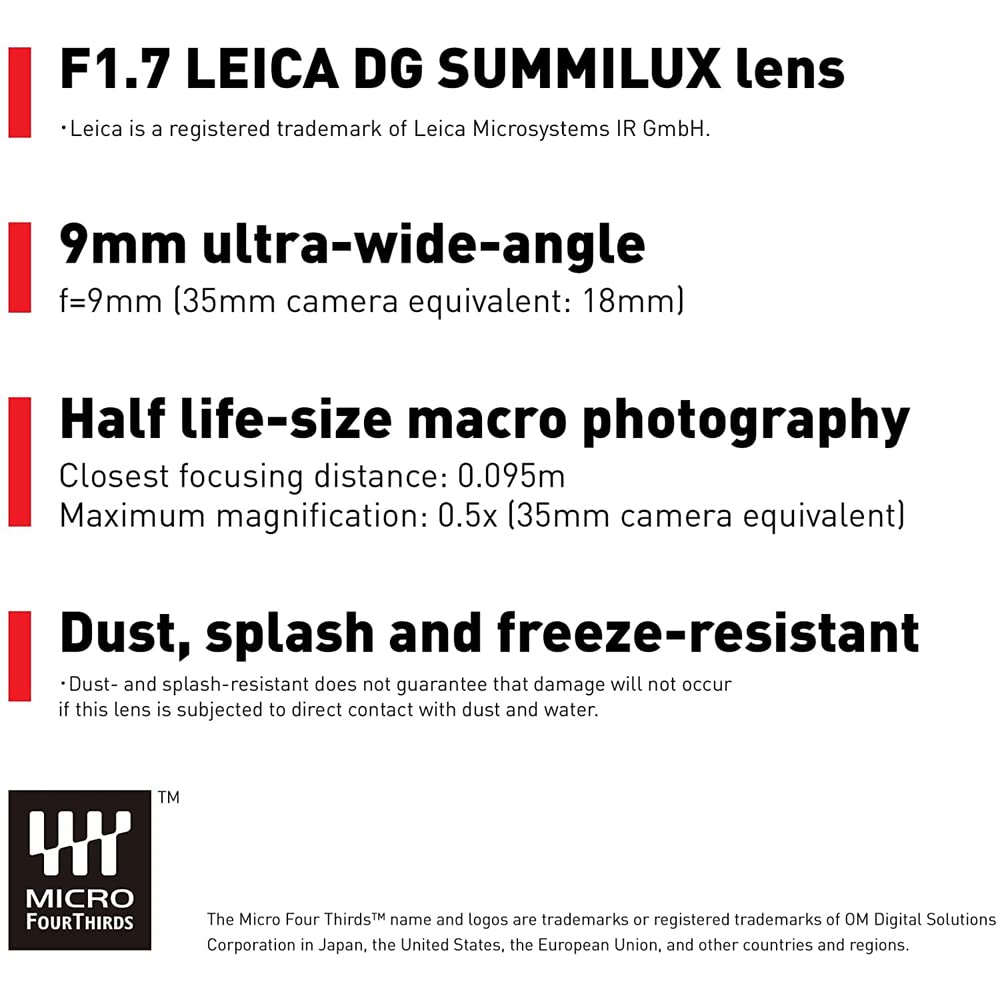 Panasonic H-X09 Leica DG Summilux 9mm f/1.7 ASPH Lens Bundle with Lexar Professional 633x 64GB UHS-1 Class 10 SDXC Memory Card