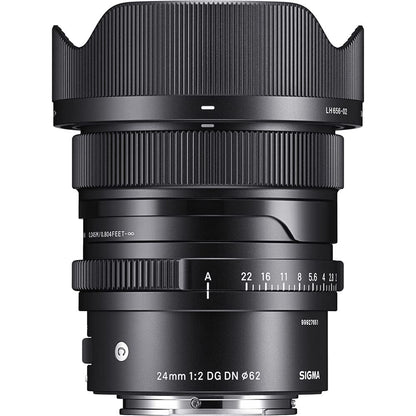 Sigma 403965 24mm f/2 DG DN Contemporary Lens for Sony E Bundle with Lexar Professional 633x 64GB UHS-1 Class 10 SDXC Memory Card