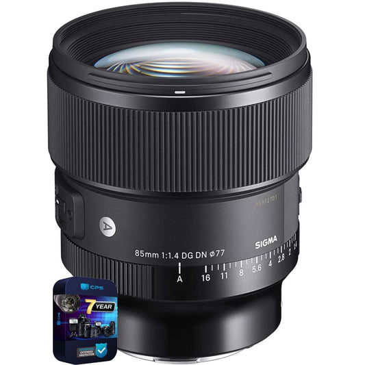 Sigma 322965 85mm F1.4 DG DN Art Lens for Full Frame Sony E-Mount Mirrorless Cameras Bundle with 7 YR CPS Enhanced Protection Pack