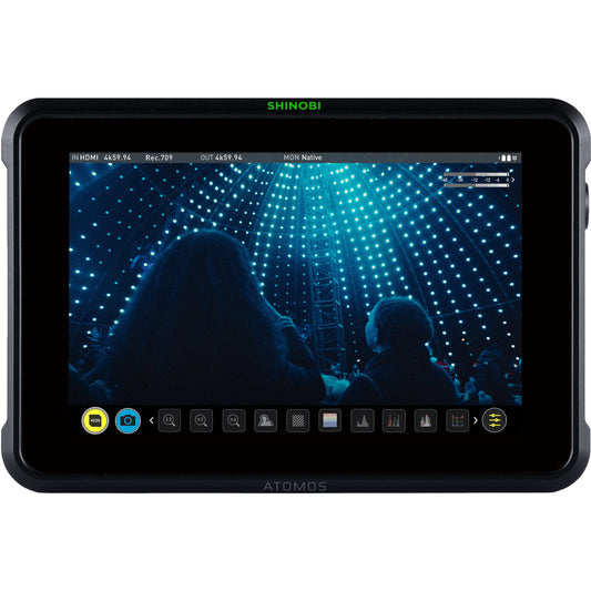 Atomos Shinobi 7" 4K HDMI/SDI Monitor & Power Bundle - Includes: Manufacturer Accessories + 2x Extended Life NP-F975 Batteries + AC/DC Rapid Home & Travel Battery Charger + Microfiber Cleaning Cloth