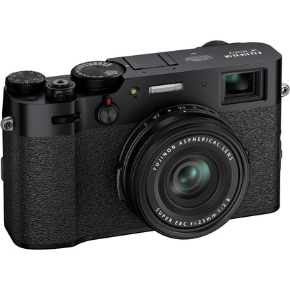 FUJIFILM X100V Digital Camera (Black) with Advanced Accessory Bundle: SanDisk 64GB Ultra SDXC, Portable Mini Metal Camera Dolly, Spare Battery & Much More (23pc Bundle)