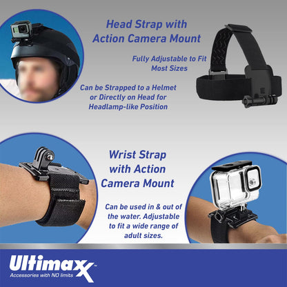 Ultimaxx Starter GoPro HERO11 Black Mini Bundle - Includes: 64GB Ultra MicroSDXC, Wrist & Head Straps with Action Camera Mounts, Water-Resistant Gadget Bag & More (15pc Bundle)