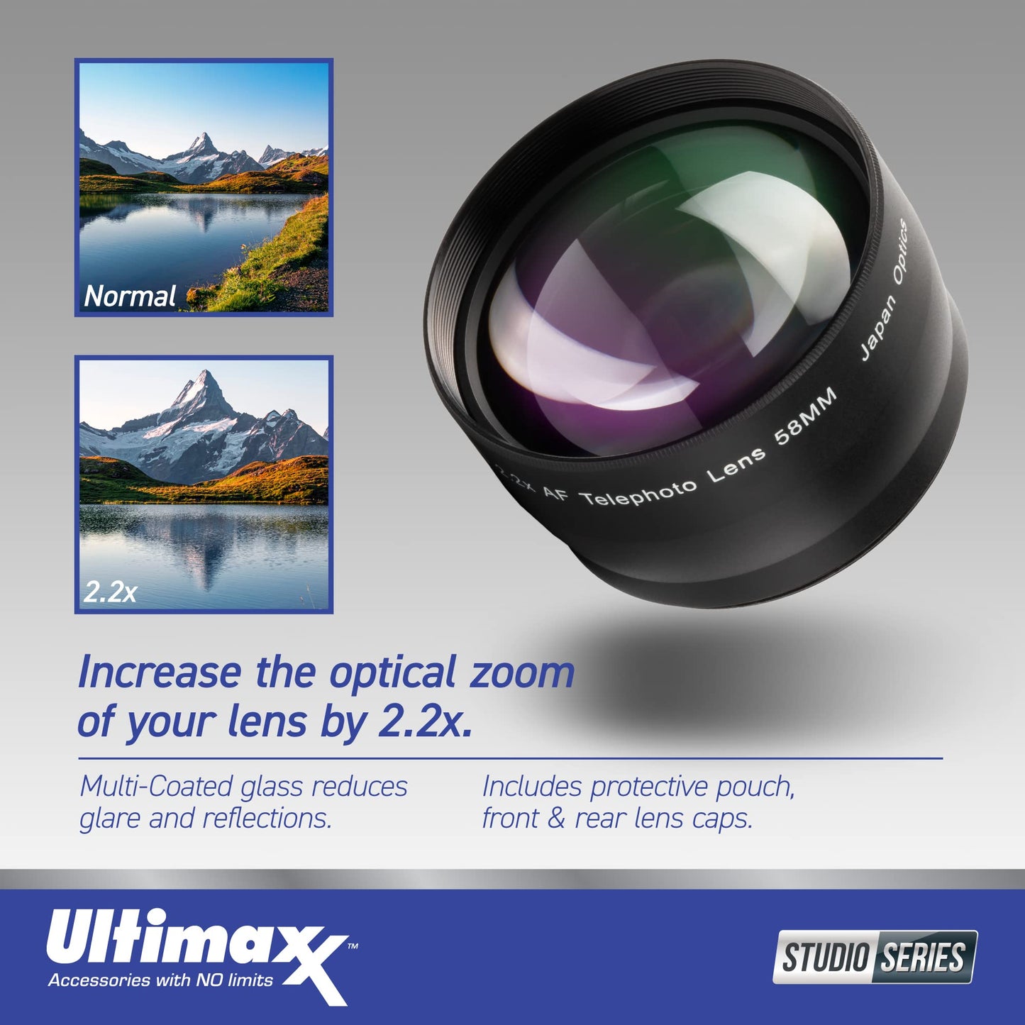 Ultimaxx Advanced Sigma 24mm f/3.5 Contemporary Lens Bundle (E-Mount) - Includes: 2.2x Telephoto Lens Attachment, 3PC Protective Filter Kit (UV, CPL, FLD) & More (19pc Bundle)