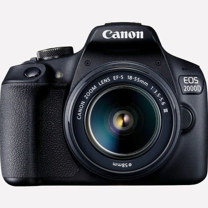Canon EOS 2000D with EF-S 18-55mm III Lens with Starter Accessory Bundle - Includes: SanDisk Ultra 64GB SDXC, Digital Flash, Extended Life Replacement Battery, Water Resistant Gadget Bag & More