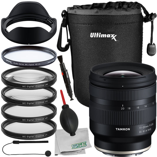 Tamron 11-20mm f/2.8 Di III-A RXD Lens for Sony E with Starter Accessory Bundle: 4PC Macro Close-Up Filter Kit, Protective Multi-Coated UV Filter & More (14pc Bundle)