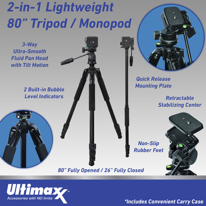 Panasonic AG-CX350 4K Camcorder with Deluxe Accessory Bundle: 2x SanDisk 128GB Ultra SDXC, 2x Spare Batteries, 160 LED Video Light, 80” Tripod/Monopod & Much More (30pc Bundle)