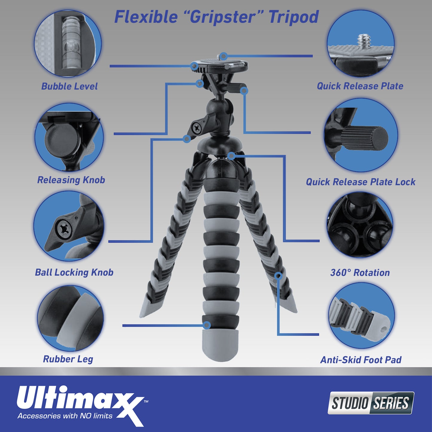 Insta360 Link UHD 4K AI Webcam + Ultimaxx Tripod Bundle + Manufacturer Accessories, Mini “Gripster” Tripod, 6.5” Tabletop “Pistol Grip” Tripod & More (8pc Bundle)