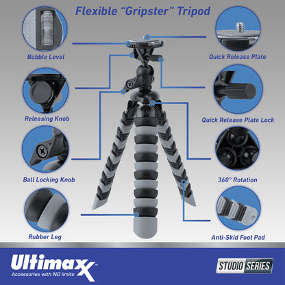 Insta360 Link UHD 4K AI Webcam + Ultimaxx Tripod Bundle + Manufacturer Accessories, Mini “Gripster” Tripod, 6.5” Tabletop “Pistol Grip” Tripod & More (8pc Bundle)