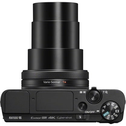 Sony Cyber-shot DSC-RX100 VII Digital Camera with Essential Accessory Bundle: SanDisk 64GB Ultra SDXC, 2x Extended Life Replacement Batteries with Travel Charger & More