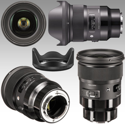 Ultimaxx Essential Sigma 24mm f/1.4 Art Lens Bundle (E-Mount) - Includes: 4PC Macro Close-Up Filter Kit (+1, +2, +4, +10 Diopter), Protective UV Filter, Universal Lens Cap Keeper & More (14pc Bundle)