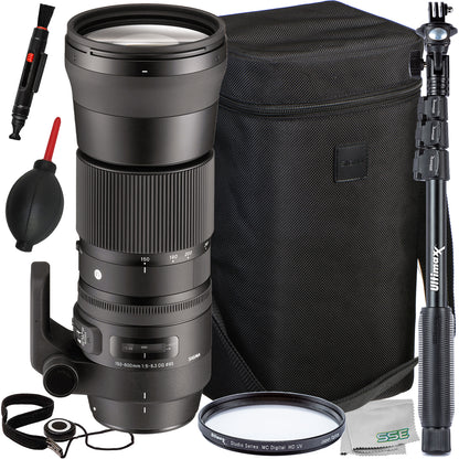 Ultimaxx Starter Sigma 150-600mm f/5-6.3 Lens Bundle (F-Mount) - Includes: Protective UV Filter, Lightweight 48” Monopod, Universal Lens Cap Keeper & More (12pc Bundle)