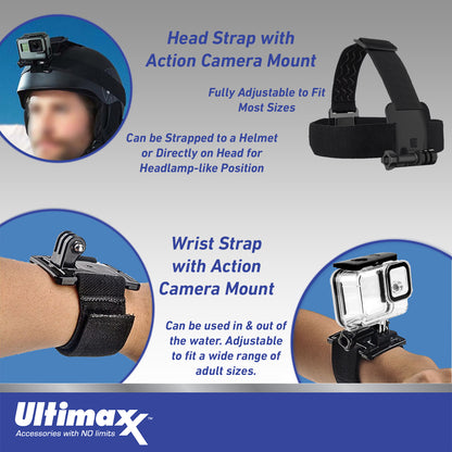 Ultimaxx Starter GoPro HERO11 Black Mini Bundle - Includes: 64GB Ultra MicroSDXC, Wrist & Head Straps with Action Camera Mounts, Water-Resistant Gadget Bag & More (15pc Bundle)