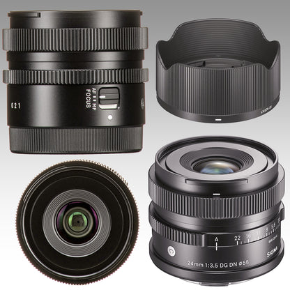 Ultimaxx Advanced Sigma 24mm f/3.5 Contemporary Lens Bundle (E-Mount) - Includes: 2.2x Telephoto Lens Attachment, 3PC Protective Filter Kit (UV, CPL, FLD) & More (19pc Bundle)