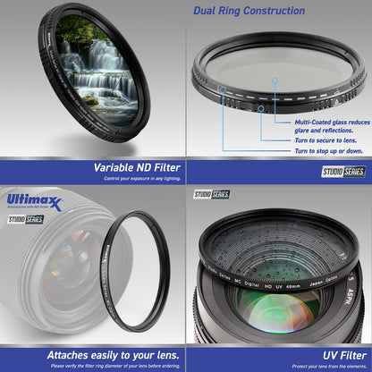 Ultimaxx Advanced Panasonic Leica DG Summilux 25mm f/1.4 II ASPH. Lens Bundle - Includes: 0.43x Wide-Angle Lens Attachment, Variable Neutral Density Filter & Much More (17pc Bundle)