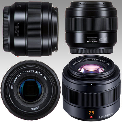 Ultimaxx Advanced Panasonic Leica DG Summilux 25mm f/1.4 II ASPH. Lens Bundle - Includes: 0.43x Wide-Angle Lens Attachment, Variable Neutral Density Filter & Much More (17pc Bundle)