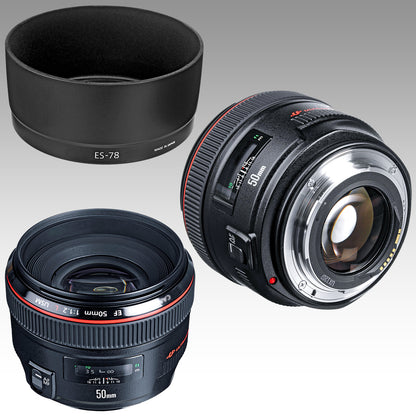 Ultimaxx Essential Canon EF 50mm f/1.2L USM Autofocus Lens Bundle - Includes: Protective UV Filter, 0.43x Wide-Angle Lens Attachment & More (12pc Bundle)