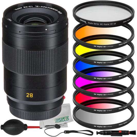 Ultimaxx Essential Leica APO-Summicron-SL 28mm f/2 ASPH Lens Bundle - Includes: Protective UV Filter, 6PC Gradual Color Filter Kit & More (16pc Bundle)