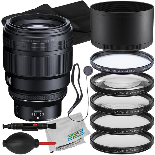 Ultimaxx Essential Nikon NIKKOR Z 85mm f/1.2 S Lens Bundle - Includes: 4PC Macro Close-Up Filter Kit (+1, +2, +4, +10 Diopter), Protective UV Filter & More (14pc Bundle)