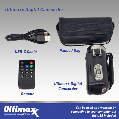 Ultimaxx Digital Video Camera, 42MP w/ 32GB SD Card, Remote, Case, USB Cable