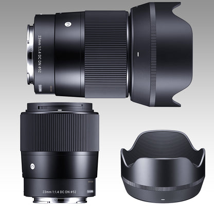 Ultimaxx Essential Sigma 23mm f/1.4 DC DN Contemporary Lens Bundle (E Mount) - Includes: Protective UV Filter, Water-Resistant Lens Pouch & More (10pc Bundle)